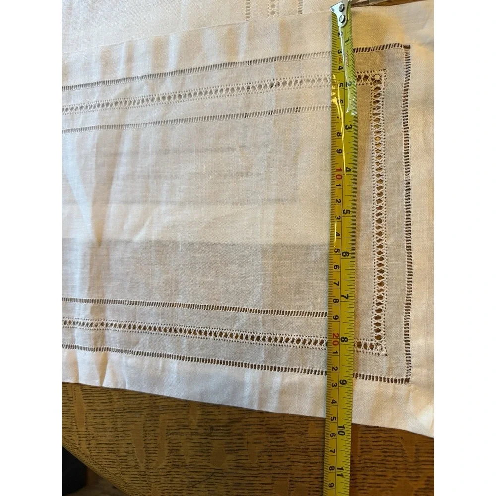 White Hemstitched Linen Placemats - Set of 3